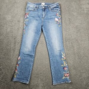 Driftwood Kelly Embroidered Floral Bird Jeans Women's Size 32 Flare Denim